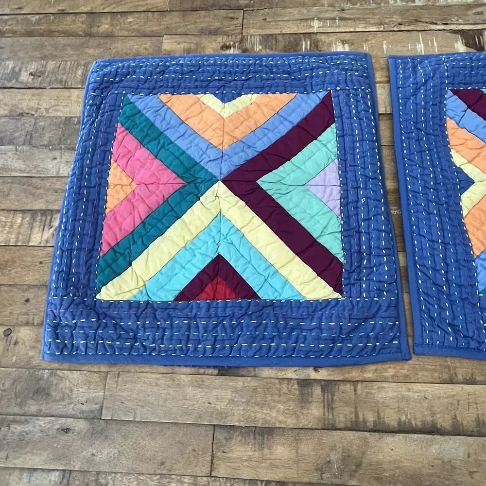 The Company Store Multicolor Patchwork Pillow Shams (2) 16 in x 16 in Cotton
